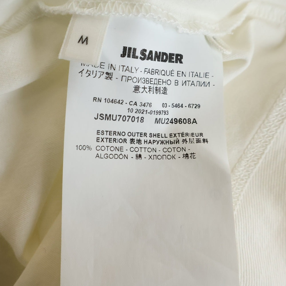 JIL SANDER +(ジルサンダープラス) ワンポイント 長袖Tシャツ ピケカットソー ホワイト JSMU707018