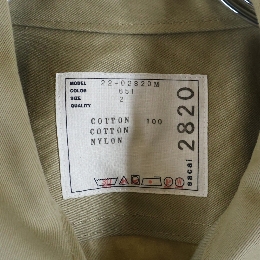 Sacai(サカイ) 22AW コットンチノシャツ ジャケット ベージュ 22-02820M