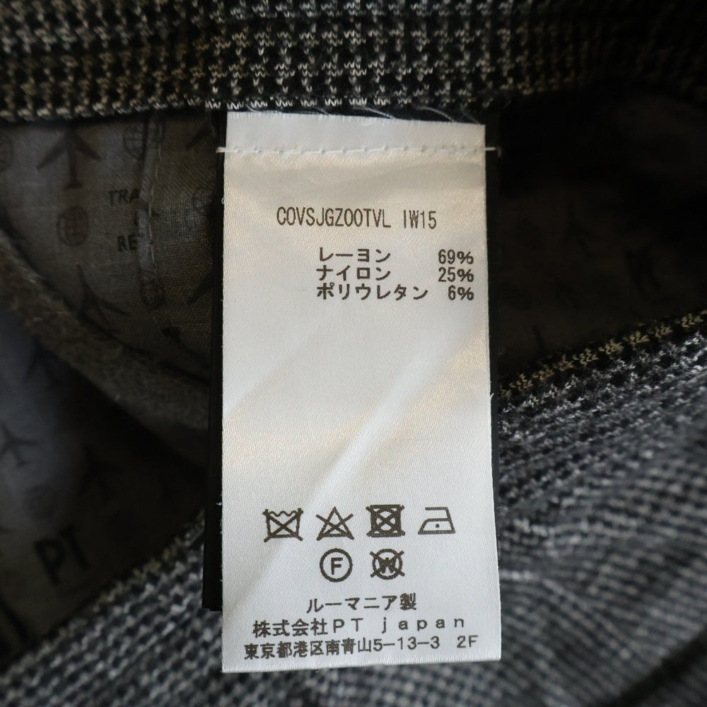 PT TORINO(ピーティートリノ) ハウンドトゥース スリムフィット ストレッチパンツ グレー