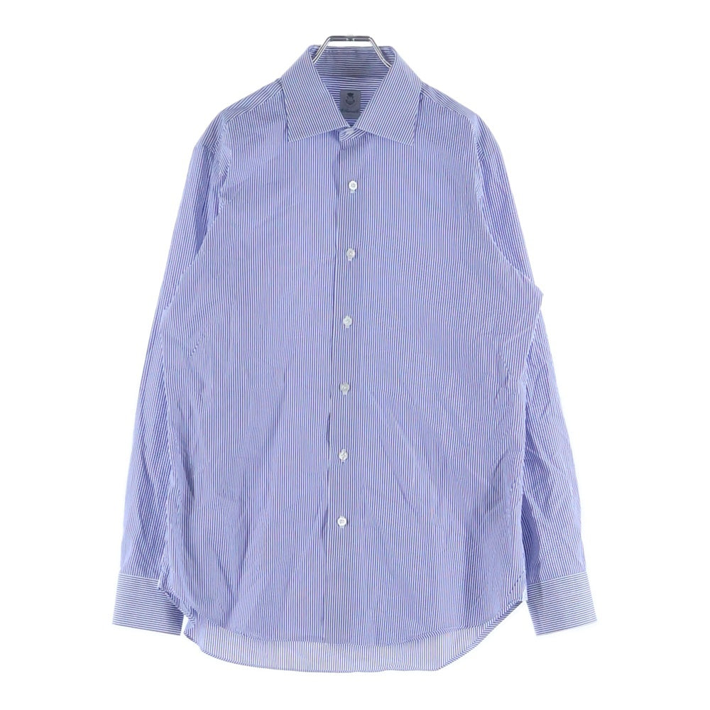 Errico Formicola(エリコフォルミコラ) ストライプ 長袖ドレスシャツ ブルー