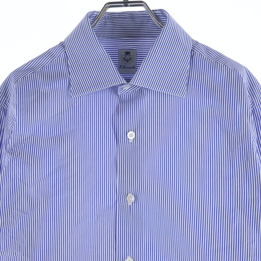 Errico Formicola(エリコフォルミコラ) ストライプ 長袖ドレスシャツ ブルー