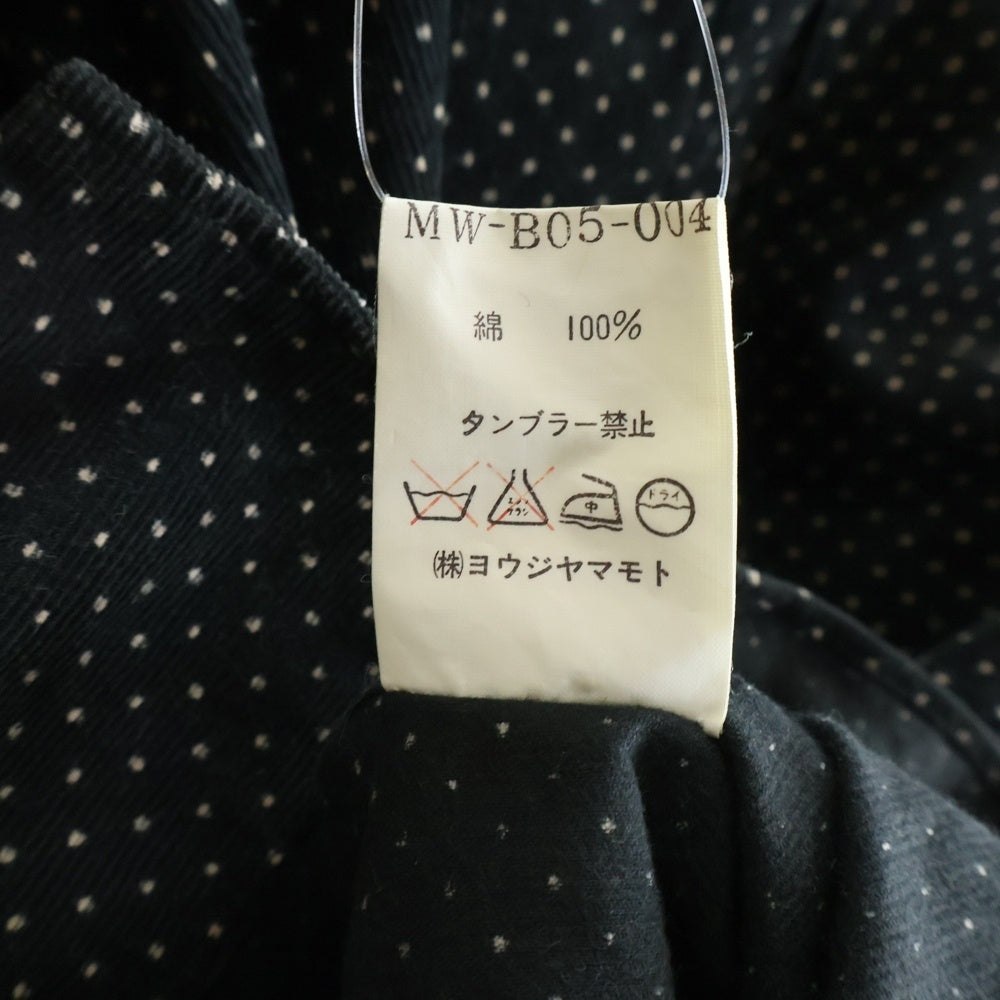 Y's for men(ワイズフォーメン) 90S 茶タグ ベルベット ポルカドット 長袖シャツ ブラック MW-B05-004