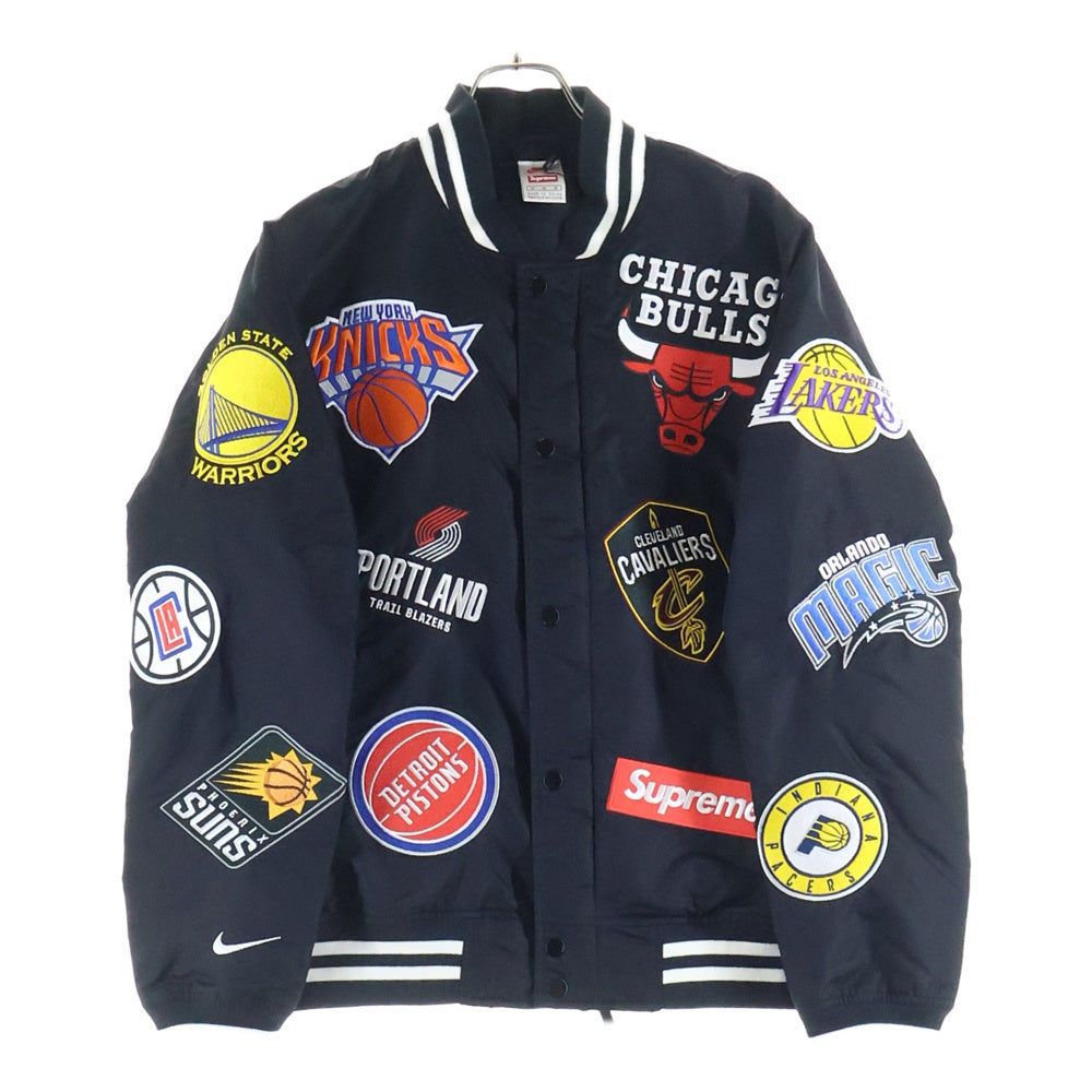 SUPREME(シュプリーム) 18SS ×NIKE NBA Teams Warm-Up Jacket エヌビーエー チーム ウォームアップ スタジアムジャンパー スタジャン ブラック