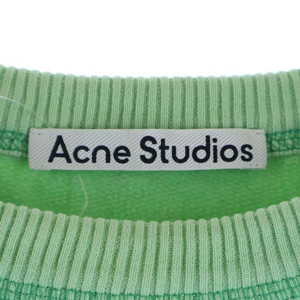 Acne Studios(アクネ ストゥディオズ) フロントロゴ刺繍 前V クルーネックスウェットトレーナー グリーン FN-MN-SWEA000172