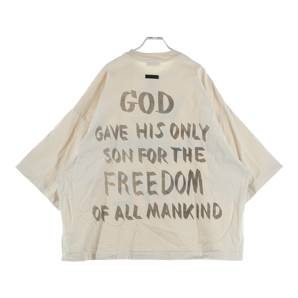 FEAR OF GOD(フィアオブゴッド) WE WON'T MOVE T-SHIRT ウィーウォントムーブ 両面スクリプトプリントTシャツ 半袖クルーネックカットソー ベージュ