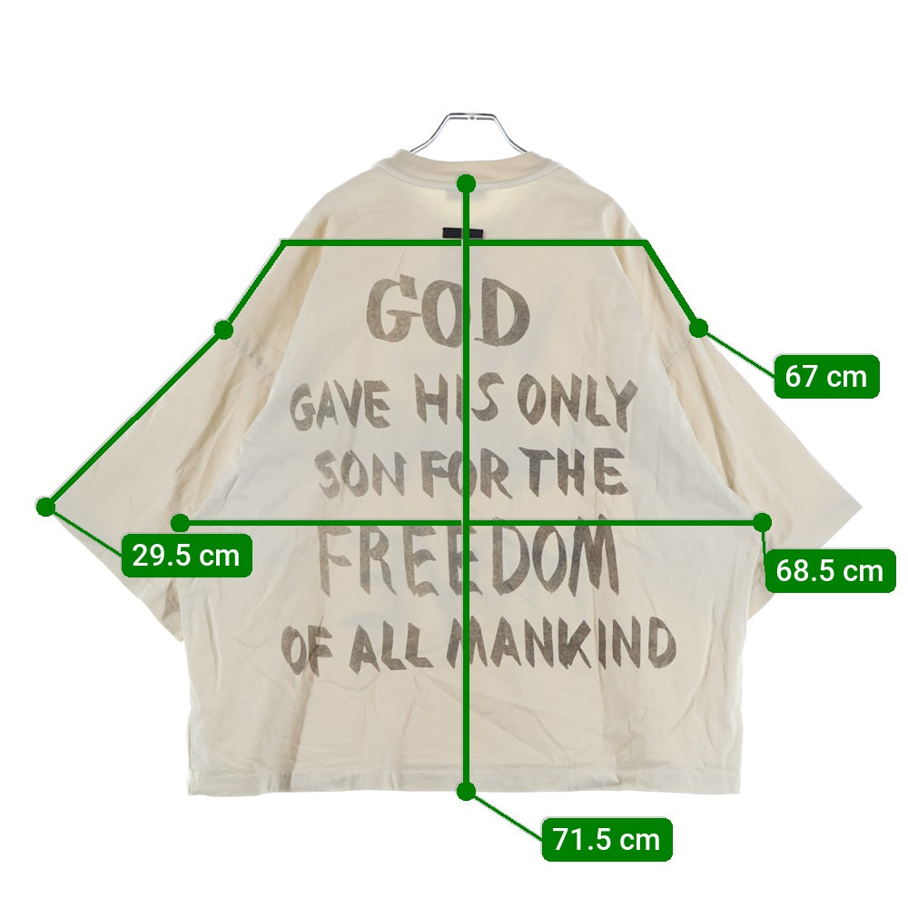 FEAR OF GOD(フィアオブゴッド) WE WON'T MOVE T-SHIRT ウィーウォントムーブ 両面スクリプトプリントTシャツ 半袖クルーネックカットソー ベージュ