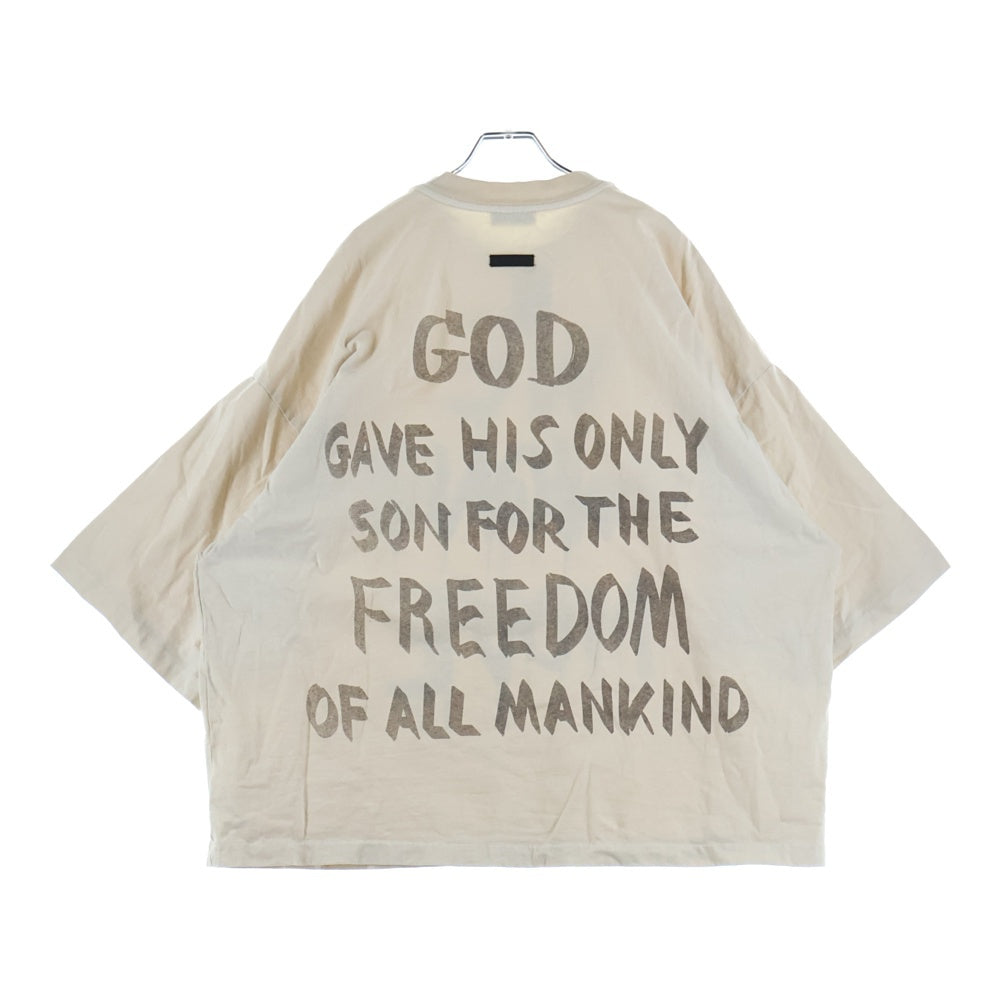 FEAR OF GOD(フィアオブゴッド) WE WON'T MOVE T-SHIRT ウィーウォントムーブ 両面スクリプトプリントTシャツ 半袖クルーネックカットソー ベージュ