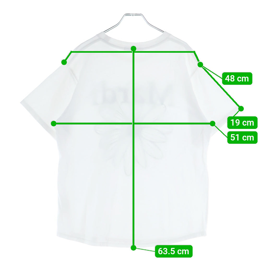 Mardi Mercredi(マルディメクルディ) フロントフラワーロゴプリント クルーネック 半袖Tシャツ カットソー ホワイト