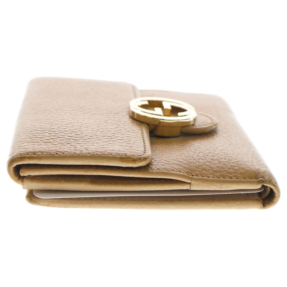 GUCCI(グッチ) インターロッキング GG レザー ウォレット 二つ折り財布 ベージュ 615525