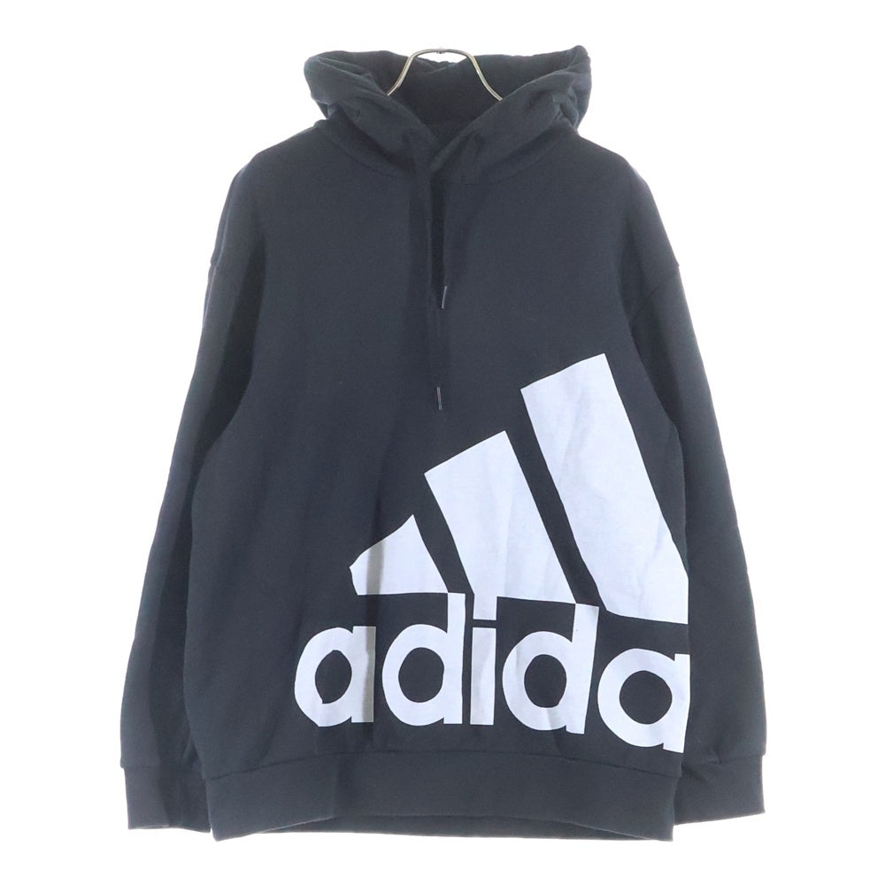 adidas(アディダス) ロゴプリント プルオーバースウェットパーカー フーディー ブラック JP4625