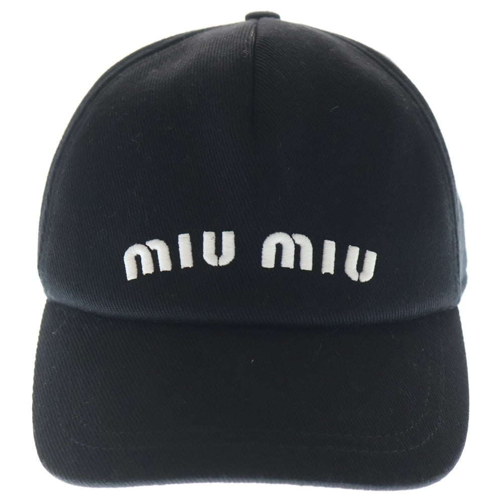 miumiu(ミュウミュウ) フロントロゴエンブロイダリー ドリル キャップ 帽子 ブラック 5HC179 2DXI レディース