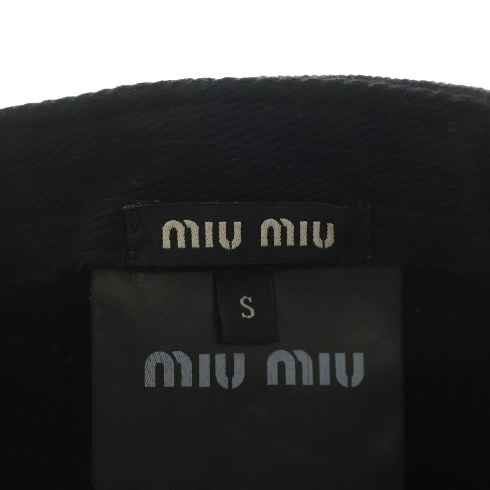 miumiu(ミュウミュウ) フロントロゴエンブロイダリー ドリル キャップ 帽子 ブラック 5HC179 2DXI レディース