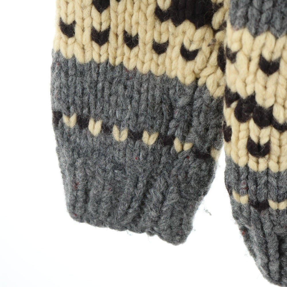 TENDERLOIN(テンダーロイン) ×KANATA カナタ ウール ジップアップ カウチンニットジャケット アイボリー/グレー