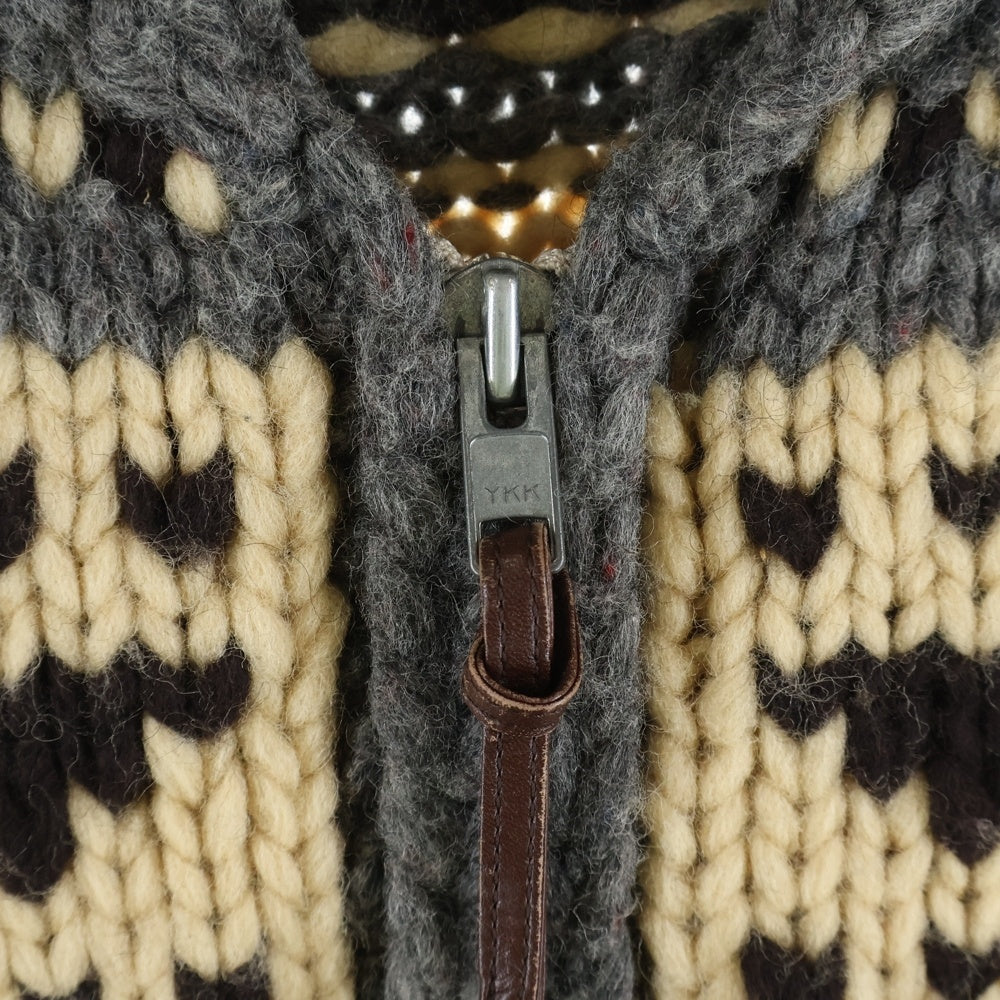 TENDERLOIN(テンダーロイン) ×KANATA カナタ ウール ジップアップ カウチンニットジャケット アイボリー/グレー