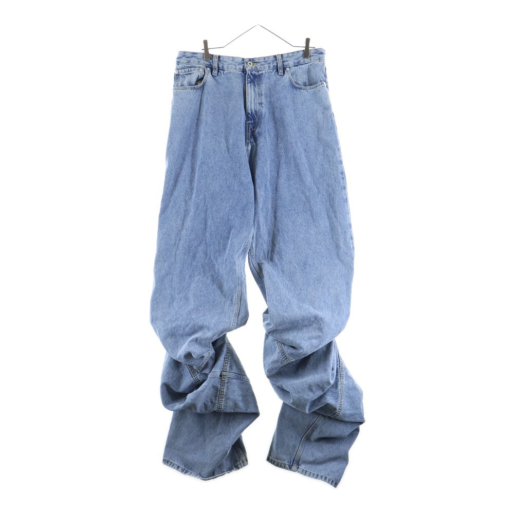 Y/PROJECT(ワイプロジェクト) 24SS DRAPE CAFF JEANS ドレープ カフ コットン ジップアップ デニムパンツ インディゴ