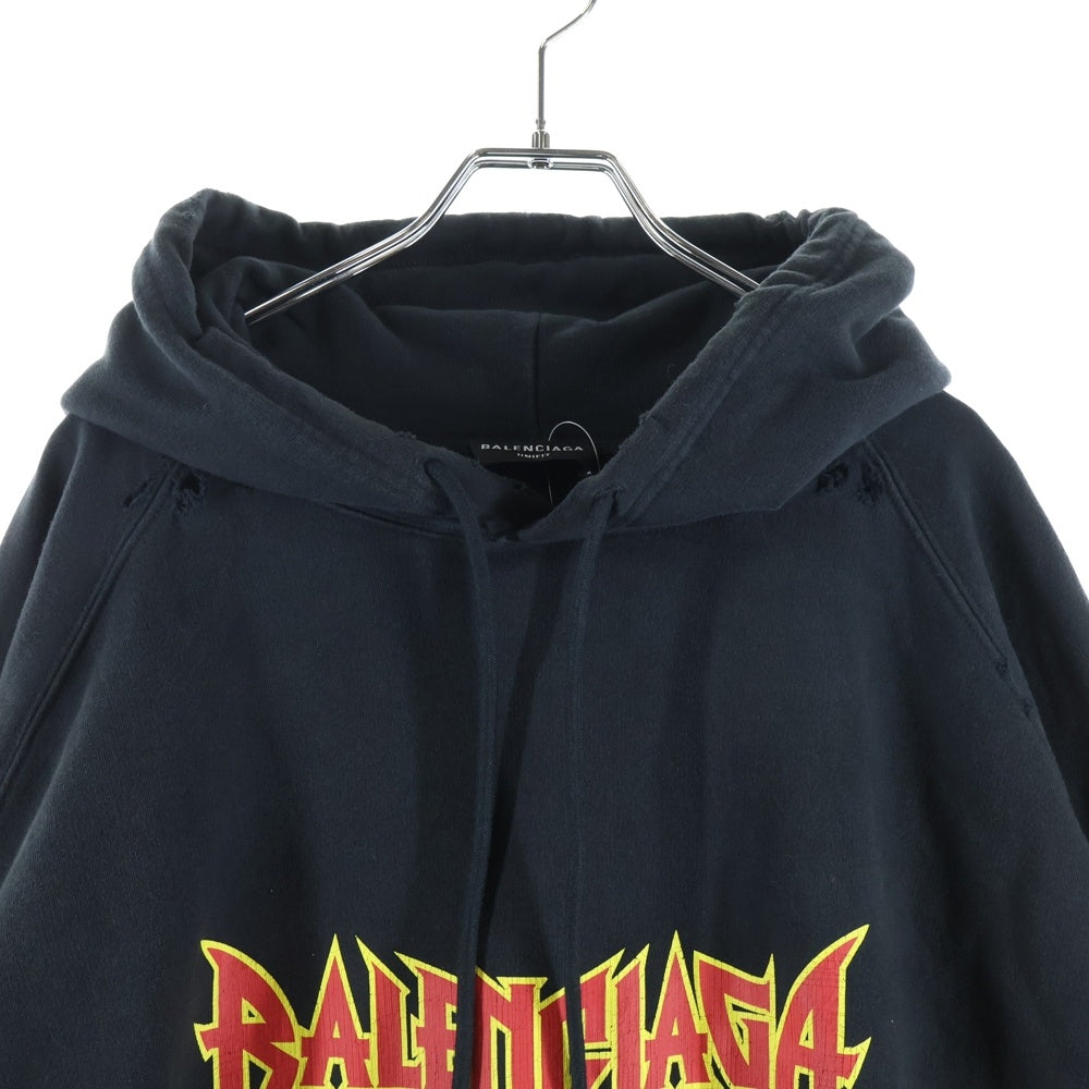 BALENCIAGA(バレンシアガ) 22SS METAL HOODIE OVERSIZED IN BLACK ME メタル オーバーサイズド イン ブラック ミー フーデッド スウェット パーカー ブラック 697879 TMV89
