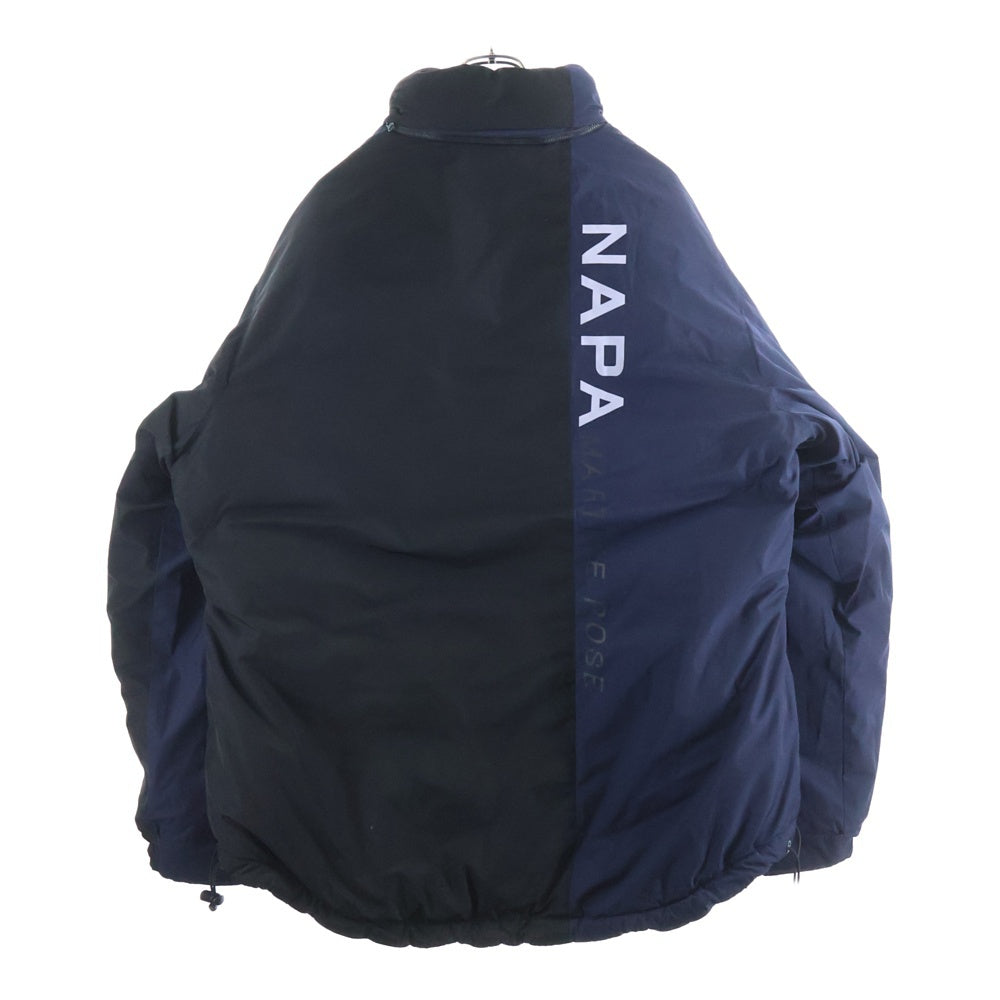 NAPA by Martine Rose(ナパ マーティンローズ) ロゴプレートデザイン リバーシブル チェック柄 ジップアップ ダウンジャケット ブルー NOYI6M