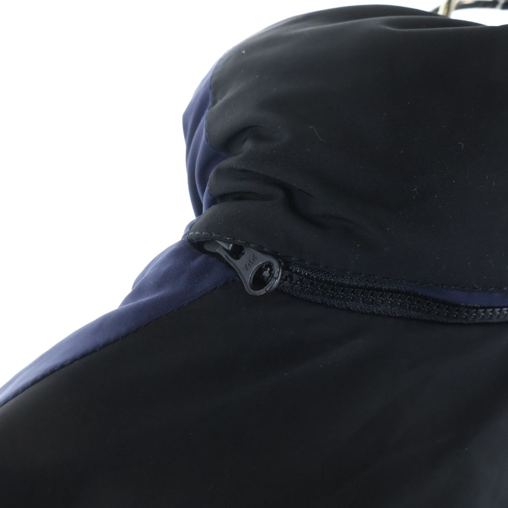 NAPA by Martine Rose(ナパ マーティンローズ) ロゴプレートデザイン リバーシブル チェック柄 ジップアップ ダウンジャケット ブルー NOYI6M