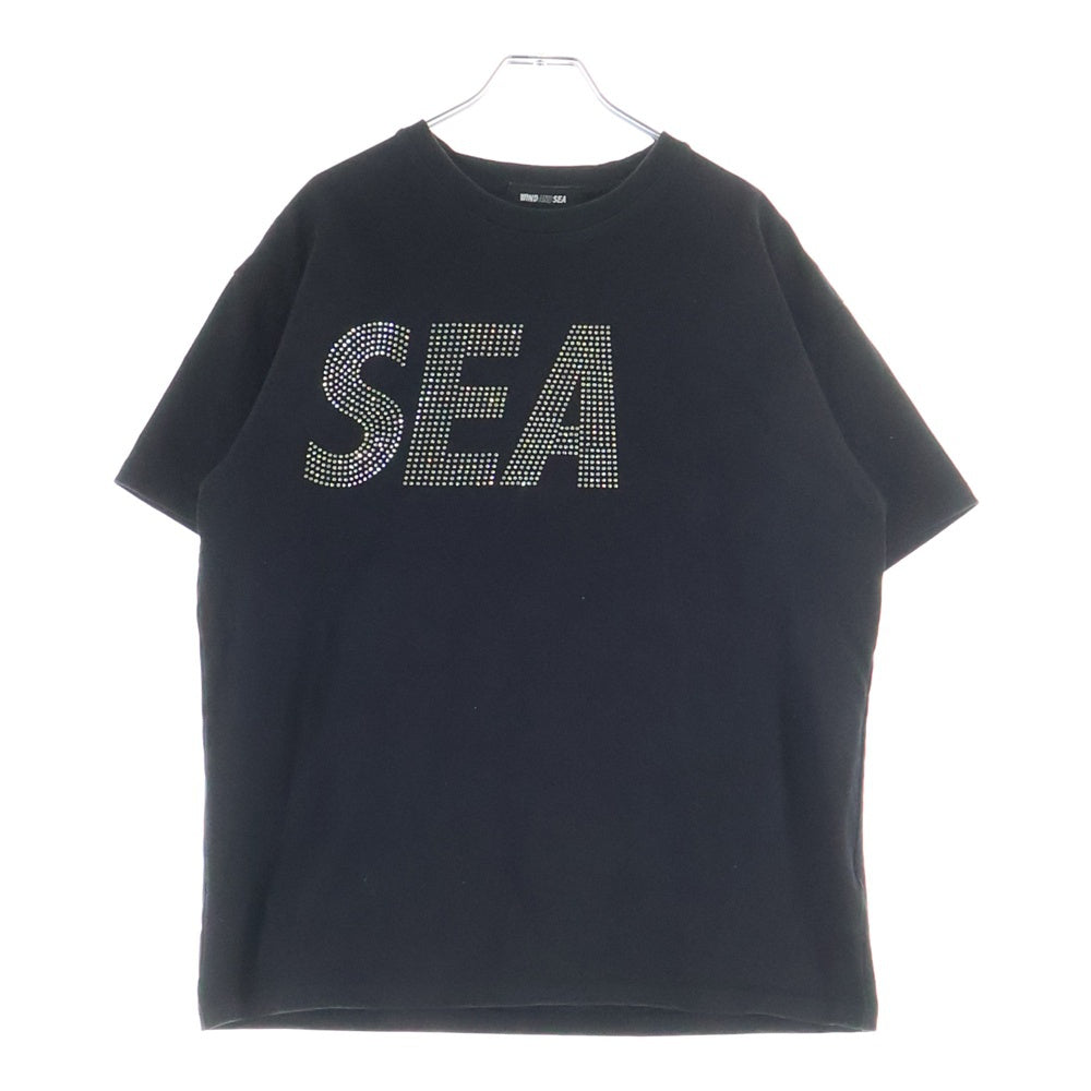 WIND AND SEA(ウィンダンシー) 22SS 両面ラインストーンプリントデザイン クルーネック 半袖Tシャツ カットソー ブラック WDS-SEA-22S-03