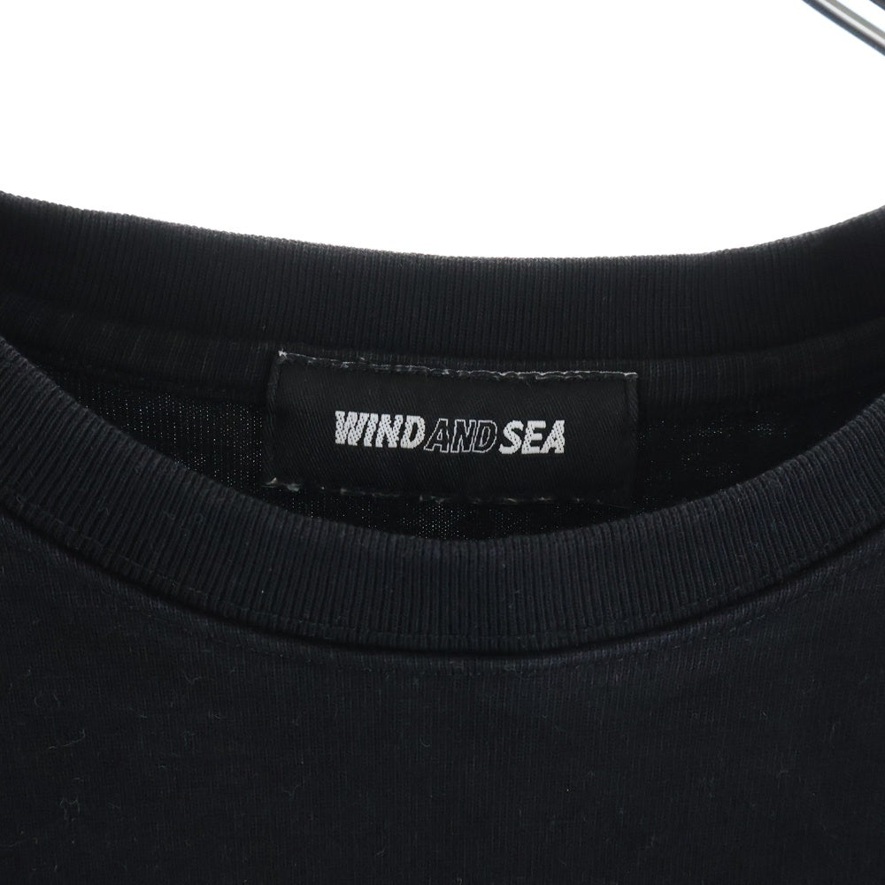 WIND AND SEA(ウィンダンシー) 22SS 両面ラインストーンプリントデザイン クルーネック 半袖Tシャツ カットソー ブラック WDS-SEA-22S-03