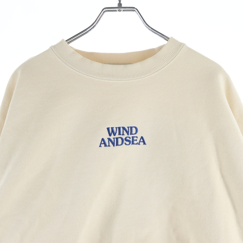 WIND AND SEA(ウィンダンシー) ロゴ刺繍 バックハートパッチ クルーネック スウェット トレーナー ベージュ WDS-O-HTSP-25-Q2-CS-06