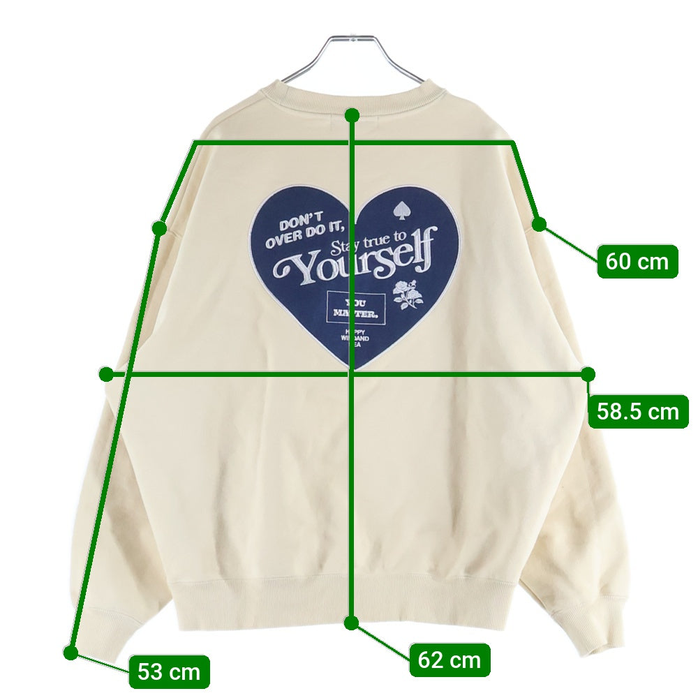 WIND AND SEA(ウィンダンシー) ロゴ刺繍 バックハートパッチ クルーネック スウェット トレーナー ベージュ WDS-O-HTSP-25-Q2-CS-06