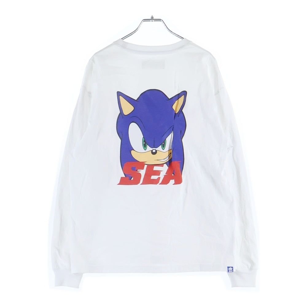 WIND AND SEA(ウィンダンシー) ×SONIC THE HEDGEHOG ソニックザヘッジホッグ 両面プリント クルーネック 長袖Tシャツ カットソー ホワイト WDS-C-SNC-25-Q3-05