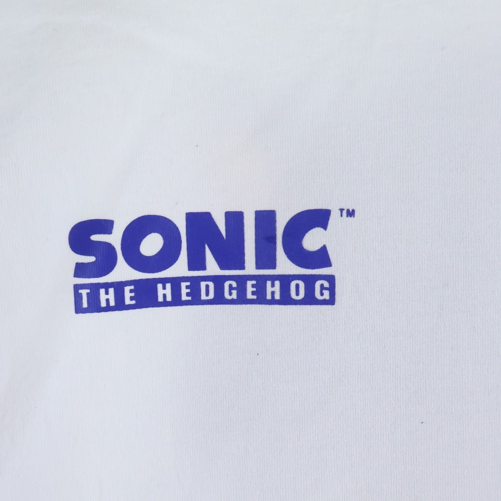 WIND AND SEA(ウィンダンシー) ×SONIC THE HEDGEHOG ソニックザヘッジホッグ 両面プリント クルーネック 長袖Tシャツ カットソー ホワイト WDS-C-SNC-25-Q3-05