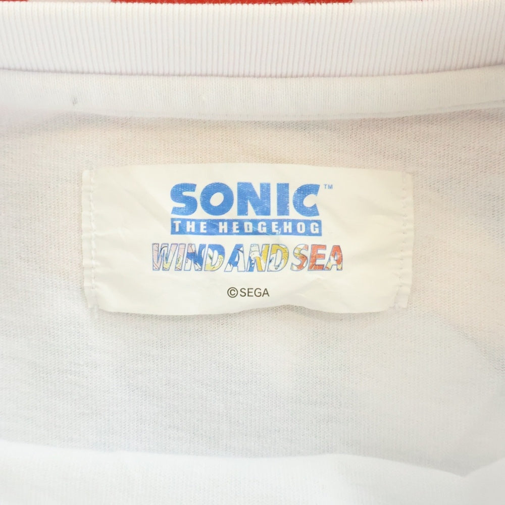 WIND AND SEA(ウィンダンシー) ×SONIC THE HEDGEHOG ソニックザヘッジホッグ 両面プリント クルーネック 長袖Tシャツ カットソー ホワイト WDS-C-SNC-25-Q3-05