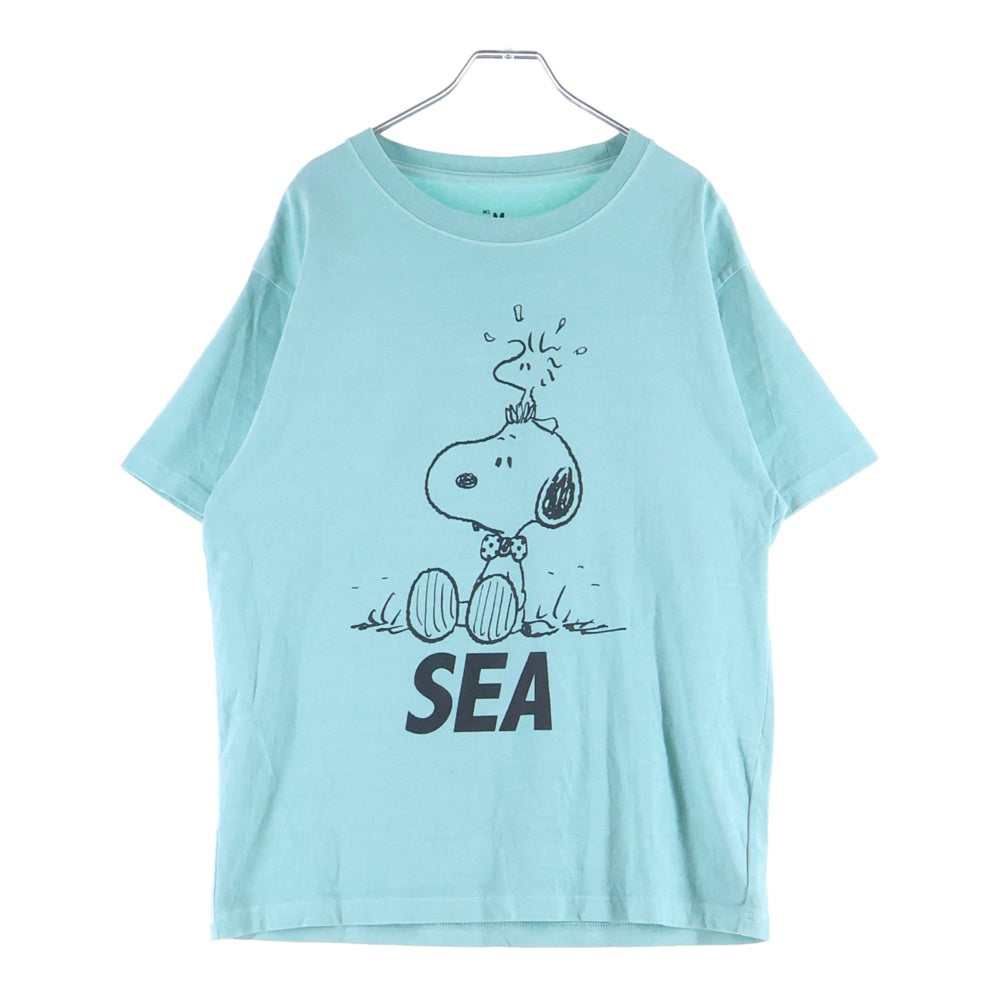 WIND AND SEA(ウィンダンシー) ×PEANUTS SMOOTHY PGT SNOOPY TEE ピーナッツ スムージー キャラクタープリント クルーネック 半袖Tシャツ カットソー ブルー WDS-C-SMT-25-Q4-09
