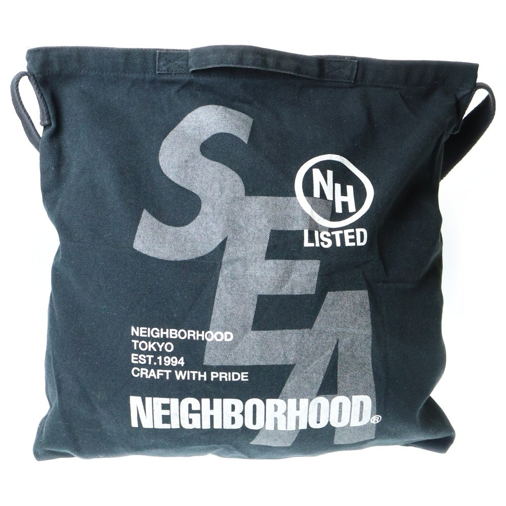 WIND AND SEA(ウィンダンシー) 21SS ×NEIGHBORHOOD ネイバーフッド ロゴプリント トートバッグ ブラック 211ELWSN-CG01S