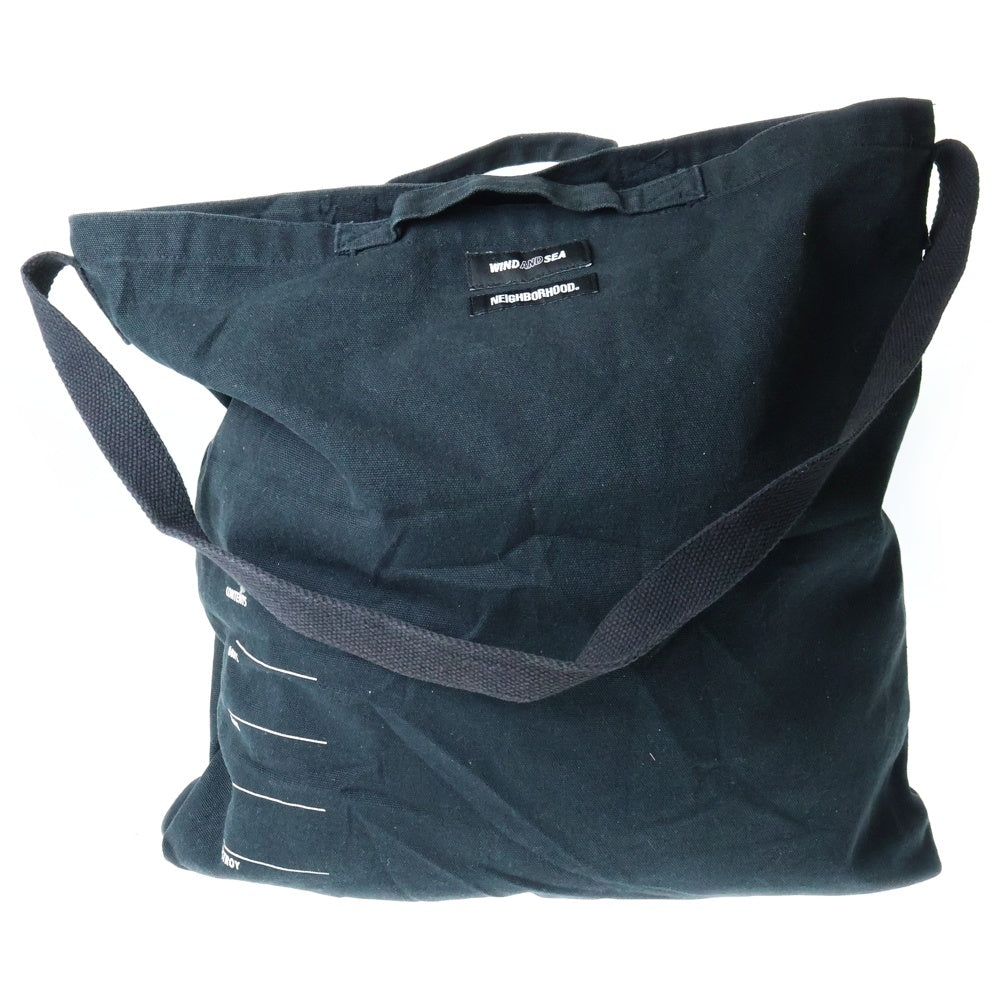WIND AND SEA(ウィンダンシー) 21SS ×NEIGHBORHOOD ネイバーフッド ロゴプリント トートバッグ ブラック 211ELWSN-CG01S