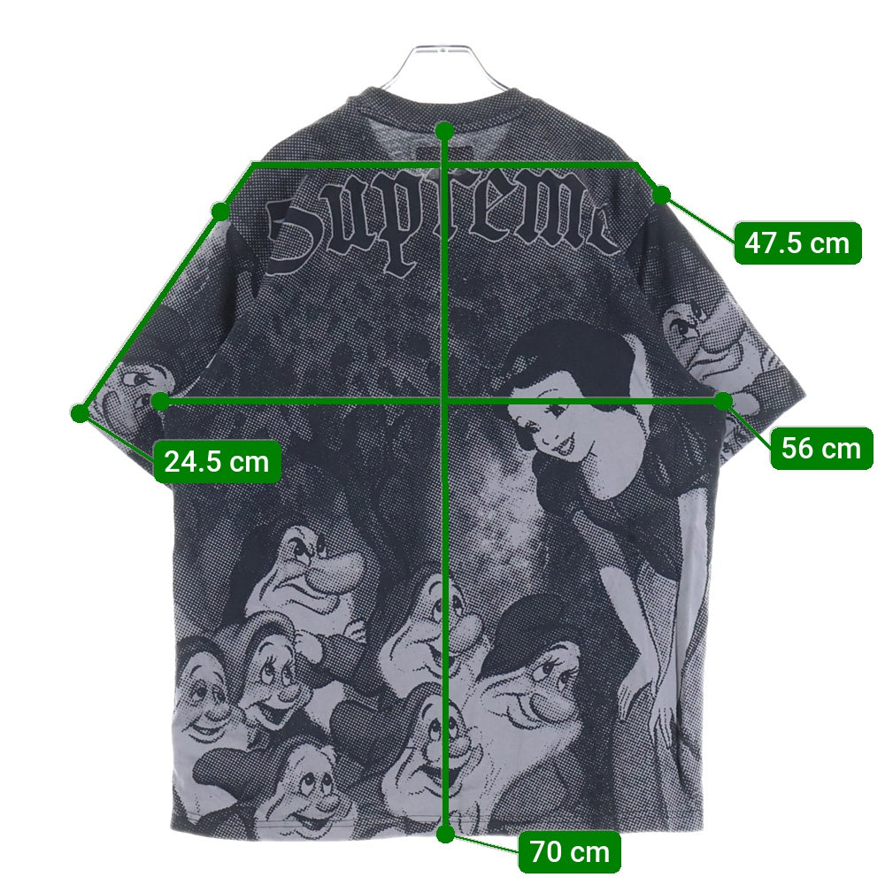 SUPREME(シュプリーム) 24AW Snow White S/S Top 総柄デザインTシャツ 半袖クルーネックカットソー ブラック