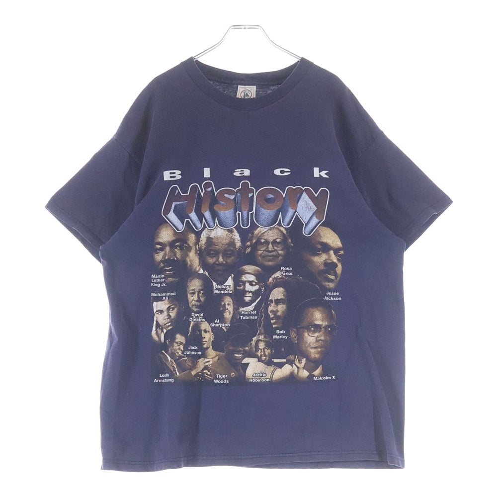 VINTAGE(ヴィンテージ) 90S VINTAGE BLACK HISTYORY TEE ヴィンテージ ブラックヒストリー 両面プリントTシャツ 半袖クルーネックカットソー ネイビー