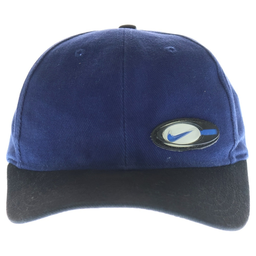 NIKE(ナイキ) 90S VINTAGE 6-PANEL CAP ヴィンテージ 白タグ フロントロゴ 6パネルベースボールキャップ 帽子 ブルー/ブラック