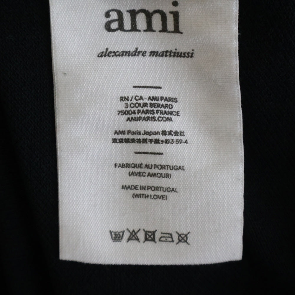 AMI Alexandre Mattiussi(アミアレクサンドルマテュッシ) AMI de Coeur ロゴエンブロイダリー 半袖ポロシャツ ブラック BFHPL001