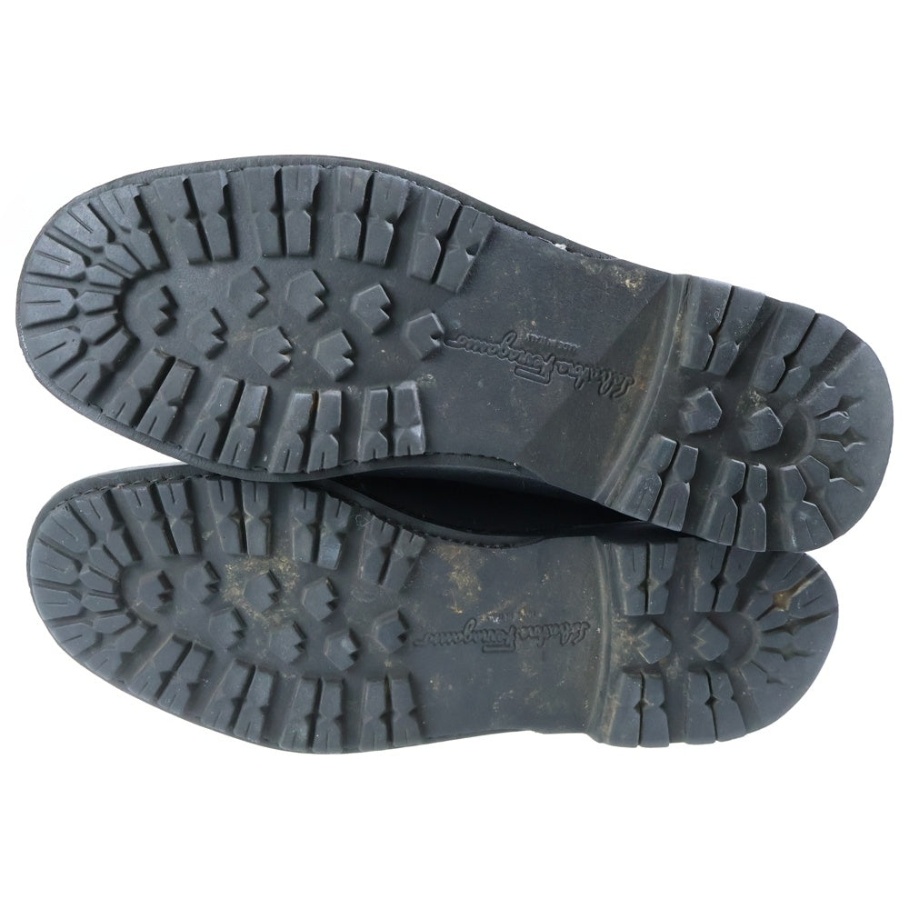 Salvatore Ferragamo(サルヴァトーレ フェラガモ) シルバービット スクエアトゥ コインローファー ブラック