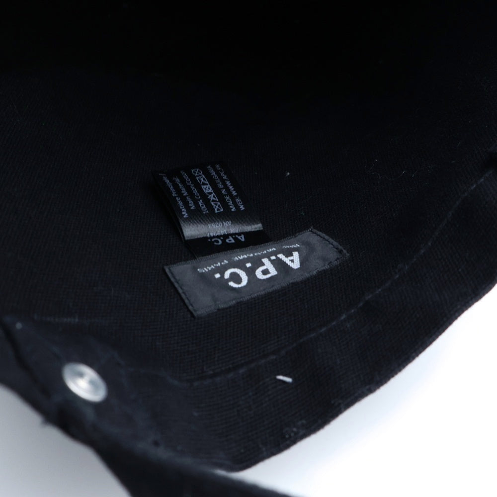 A.P.C(アーペーセー) コットン ロゴエンブロイダリー ミニトートバッグ ブラック