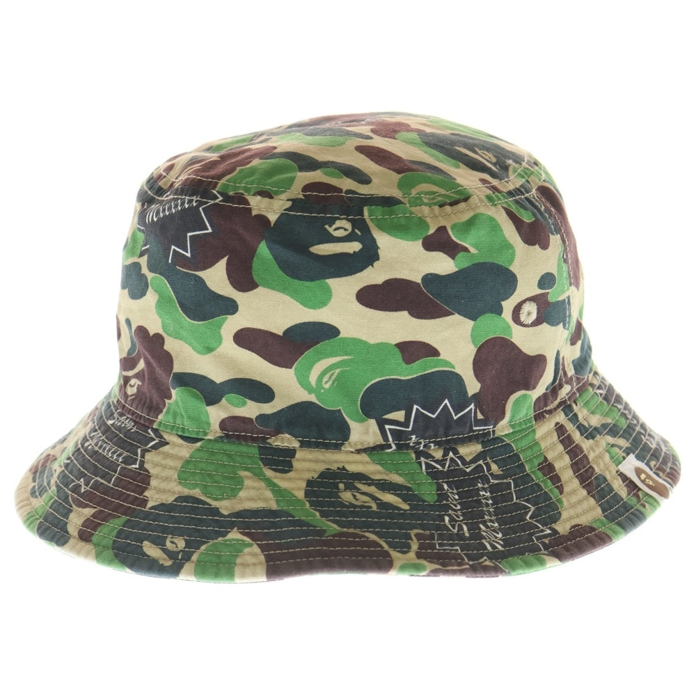 SAINT MICHAEL(セントマイケル) ×A BATHING APE AP_BUCKET HAT ST APE CAMO アベイシングエイプ カモフラ バケットハット キャップ 帽子 迷彩 カーキ SM-YS8-0000-C31