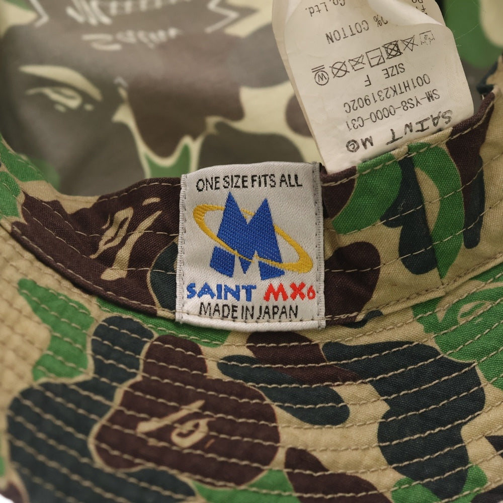 SAINT MICHAEL(セントマイケル) ×A BATHING APE AP_BUCKET HAT ST APE CAMO アベイシングエイプ カモフラ バケットハット キャップ 帽子 迷彩 カーキ SM-YS8-0000-C31