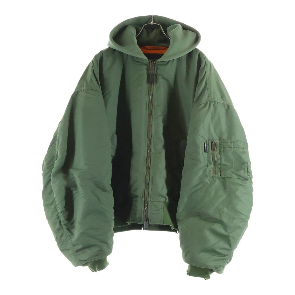 BALENCIAGA(バレンシアガ) 24AW ダメージ加工 パーカードッキング フーデッドフライトボンバージャケット カーキ 796940 TP004