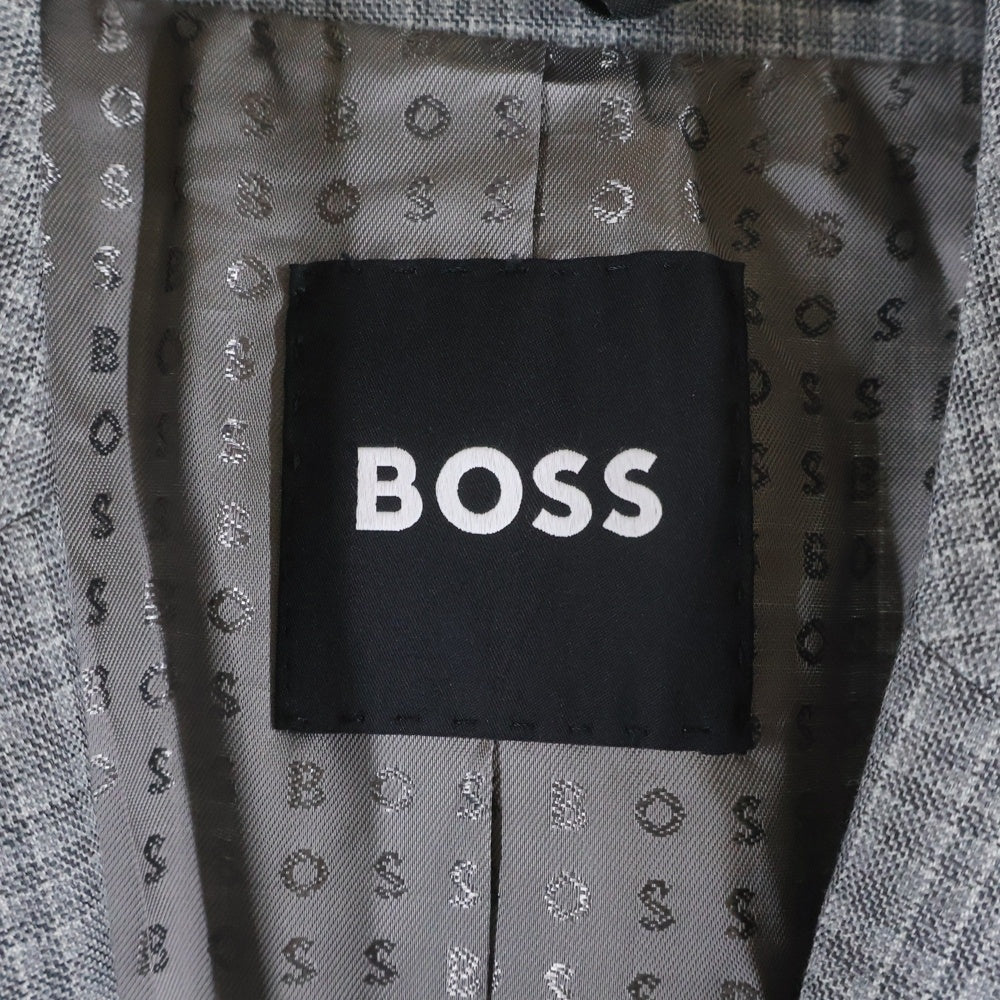 HUGO BOSS(ヒューゴボス) ウール ウィンドウペンチェック 2Bテーラードジャケット センタープレス スラックスパンツ セットアップ グレー