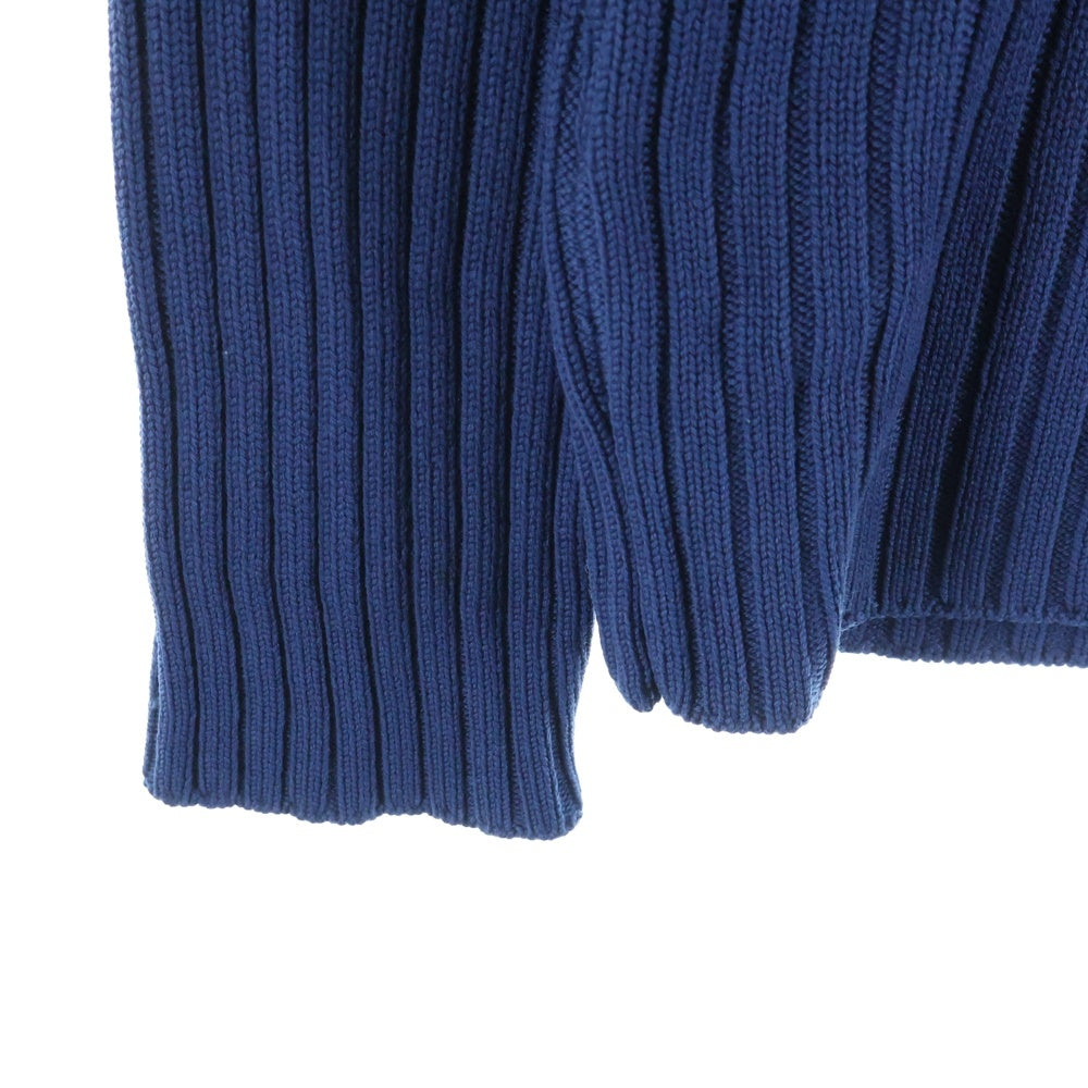 HERMES(エルメス) ウール ショルダーボタン リブニット クルーネックセーター ブルー