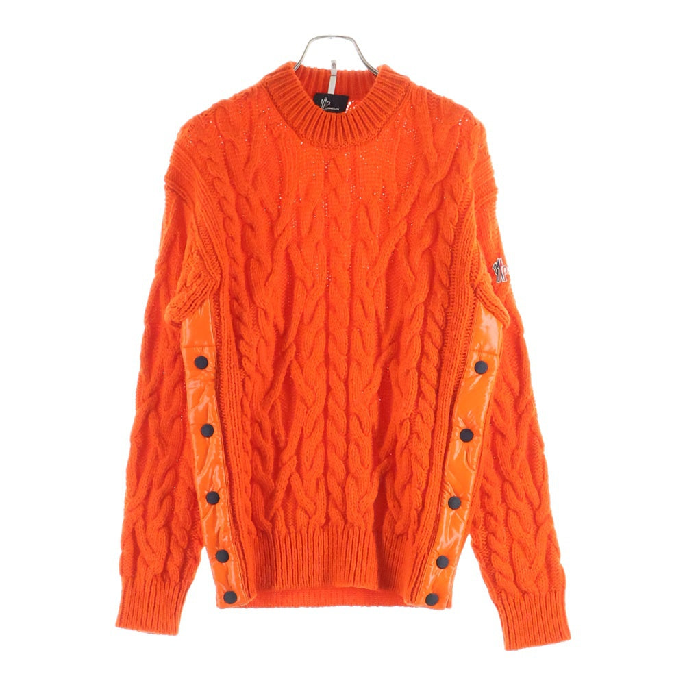 MONCLER(モンクレール) 22AW ウール混 サイドスナップボタン ケーブルニット クルーネックセーター オレンジ H20979C0004