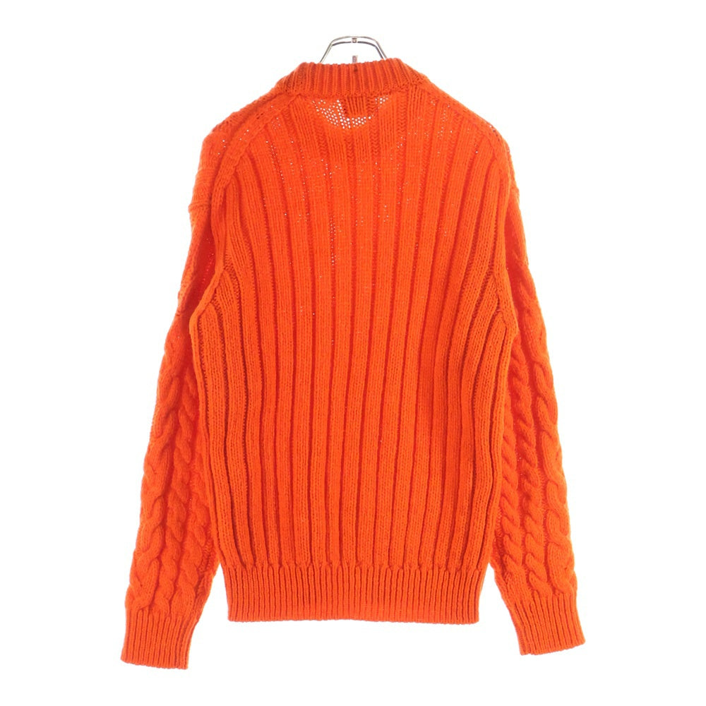 MONCLER(モンクレール) 22AW ウール混 サイドスナップボタン ケーブルニット クルーネックセーター オレンジ H20979C0004