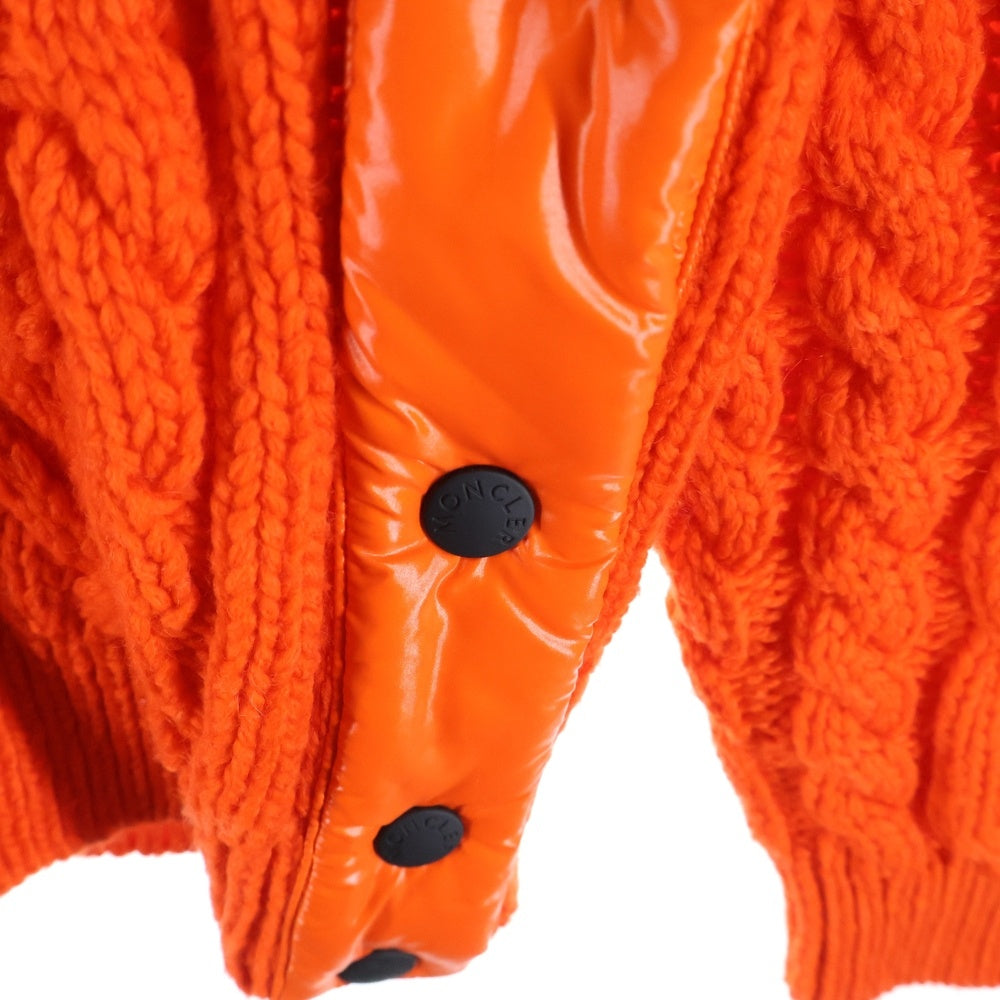 MONCLER(モンクレール) 22AW ウール混 サイドスナップボタン ケーブルニット クルーネックセーター オレンジ H20979C0004