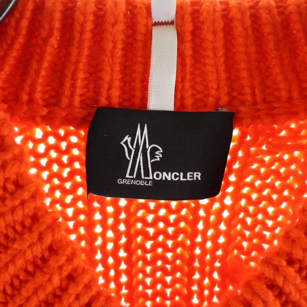 MONCLER(モンクレール) 22AW ウール混 サイドスナップボタン ケーブルニット クルーネックセーター オレンジ H20979C0004