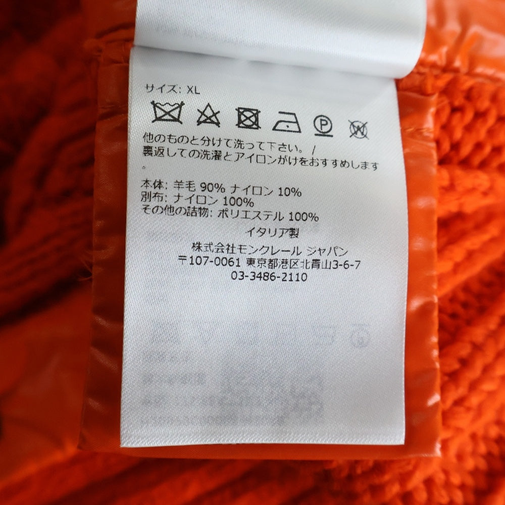 MONCLER(モンクレール) 22AW ウール混 サイドスナップボタン ケーブルニット クルーネックセーター オレンジ H20979C0004