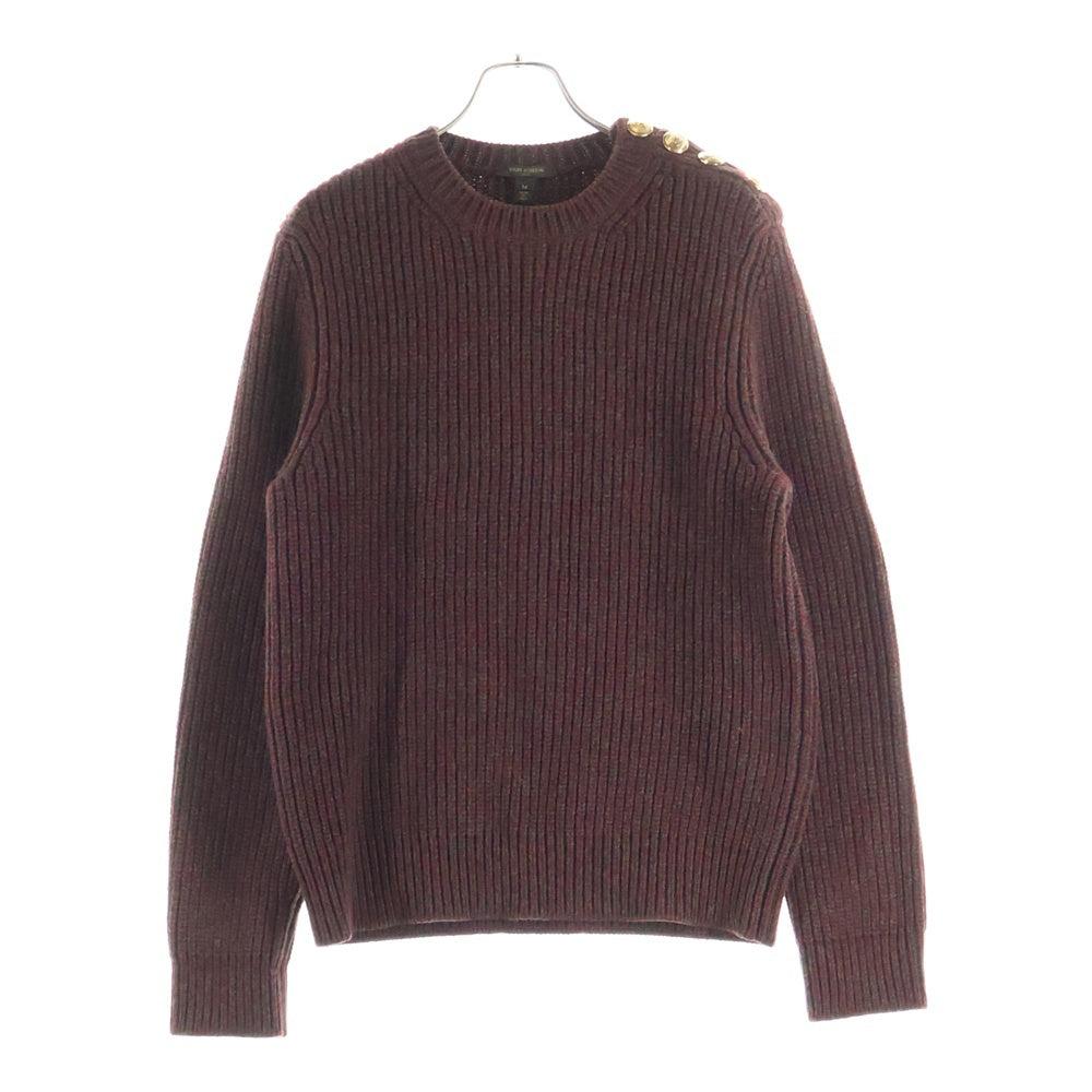 LOUIS VUITTON(ルイヴィトン) カシミヤ混 ショルダーボタン リブニット クルーネックセーター レッド
