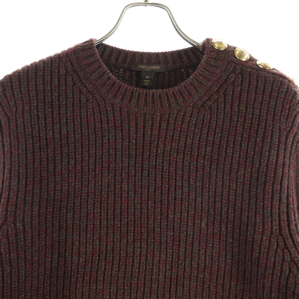 LOUIS VUITTON(ルイヴィトン) カシミヤ混 ショルダーボタン リブニット クルーネックセーター レッド